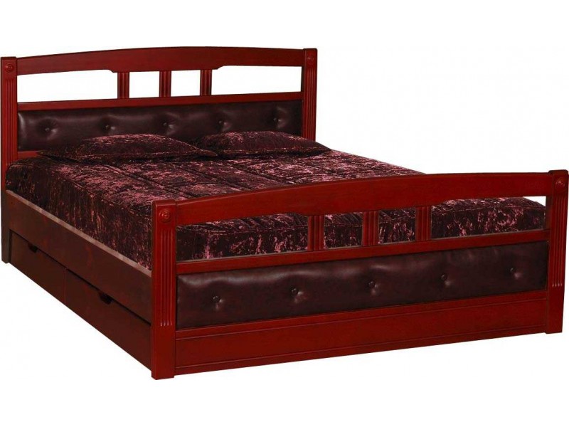 Кровать с кожей с ящиками Флирт 1