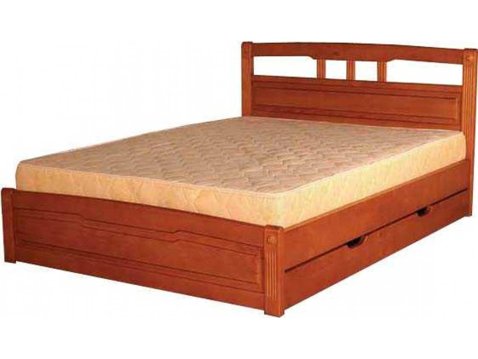Купить деревянную кровать недорого. Кровать 1600 "Грин"(массив сосны). Кровать массив дерева 140х200 лазурит.