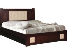 Лион 2 Кожа кровать с подкатными ящиками (сосна) [Лион 2]