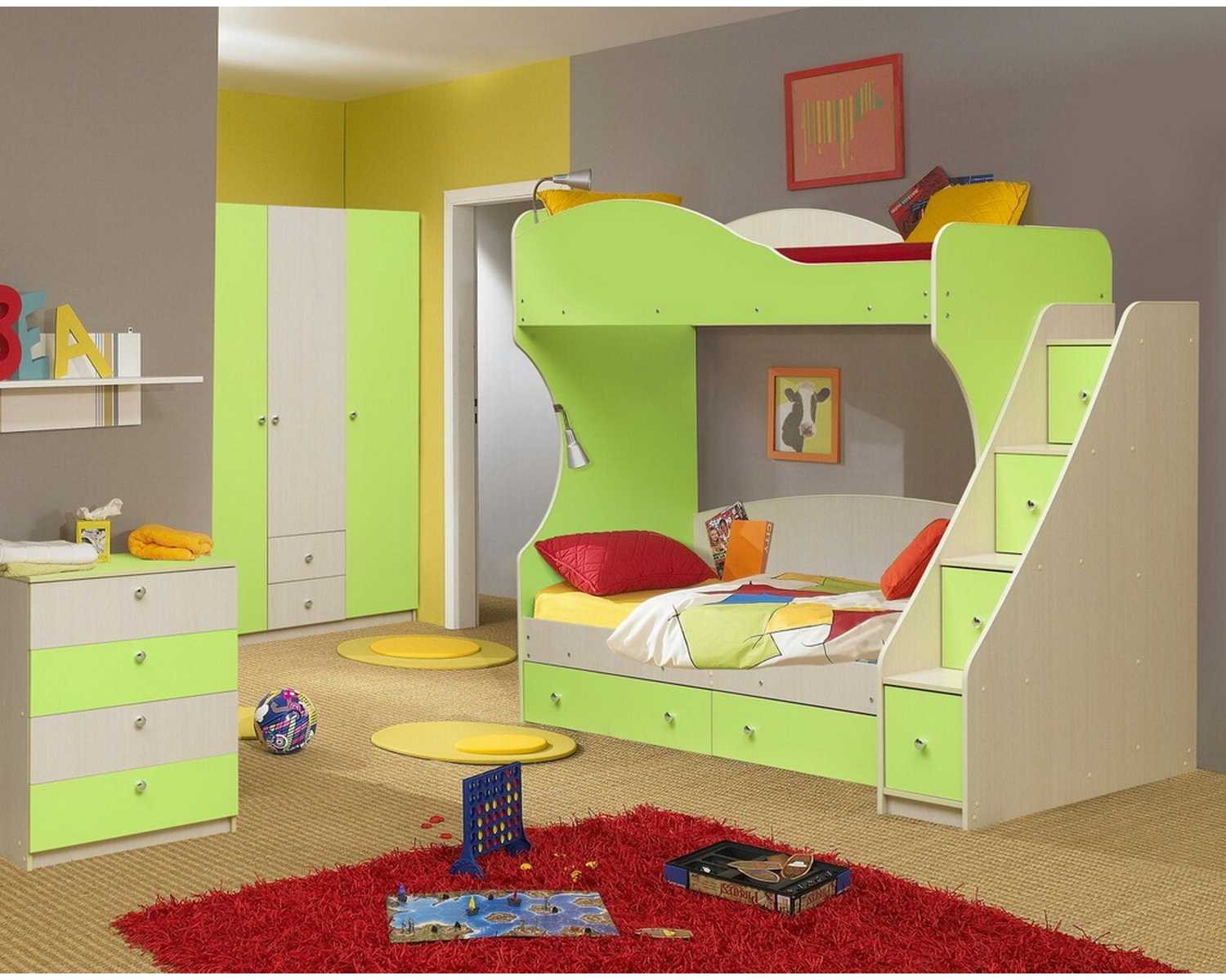 Купить детскую для двоих. Детские комнаты мебель. Детский спальный гарнитур. Детские комнаты с двухъярусными кроватями. Мебель для детских комнат.