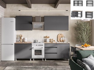 Денвер Готовая кухня 2.0м, графит серый + сонома