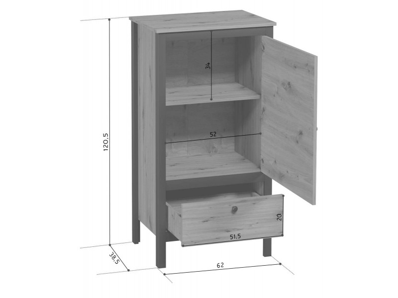 Лофт REG1D1S/60 шкаф [Loft BRW]