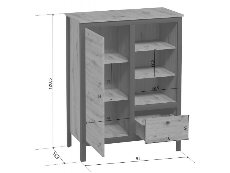 Лофт REG1D1S/90 шкаф комбинированный [Loft BRW]