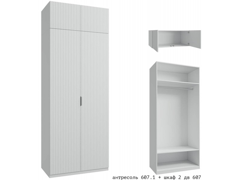 МК 76 3D №607 + 607.1 Шкаф двухстворчатый с антресолью,Техас [МК 76 3D]