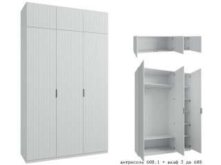 МК 76 3D №608 + №608.1 Шкаф трёхстворчатый с антресолью,Техас [МК 76 3D]