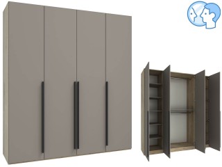 МК 77 №621 Шкаф четырёхстворчатый, Розалин, дуб кастелло + серо-коричневый [МК 77 дуб кастелло]