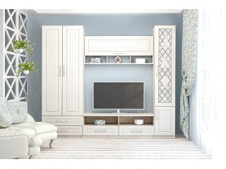 Аллегро-9 Гостиная модульная, Комплект-1 Без карниза, Пескоструй [Аллегро-9 МДФ Прованс]