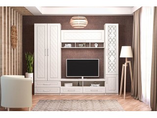 Аллегро-9 Гостиная модульная, Комлект-1 Без карниза, Пескоструй [Аллегро-9 МДФ Ромб]