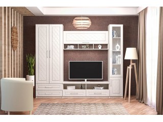 Аллегро-9 Гостиная модульная, Комлект-1 Без карниза, Гравировка [Аллегро-9 МДФ Ромб]