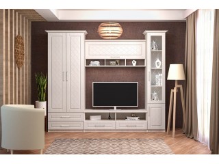 Аллегро-9 Гостиная модульная, Комлект-1 С карнизом, Гравировка [Аллегро-9 МДФ Ромб]