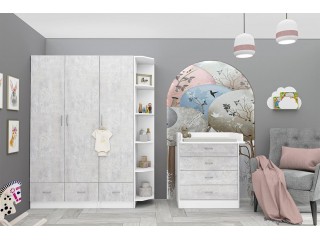 Бриз ЛДСП, Деткая комната, Комплект-2, Белый + Цемент светлый [Бриз ЛДСП]