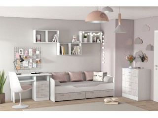 Бриз ЛДСП, Деткая комната, Комплект-4, Белый + Цемент светлый [Бриз ЛДСП]