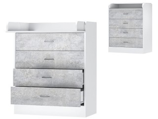 Бриз ЛДСП Комод раскладной, пеленальный, Белый + Цемент светлый [Бриз ЛДСП]