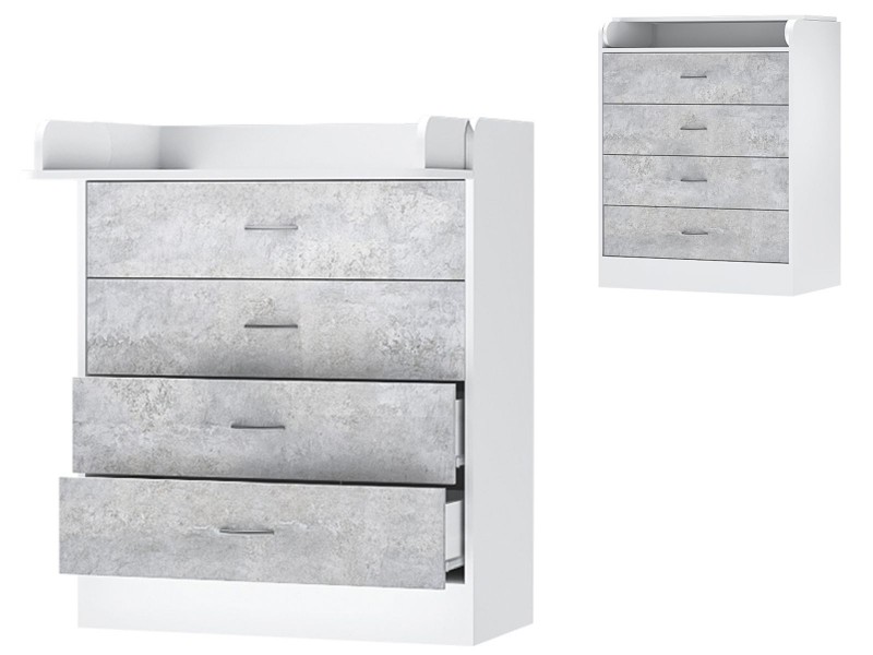 Бриз ЛДСП Комод раскладной, пеленальный, Белый + Цемент светлый [Бриз ЛДСП]