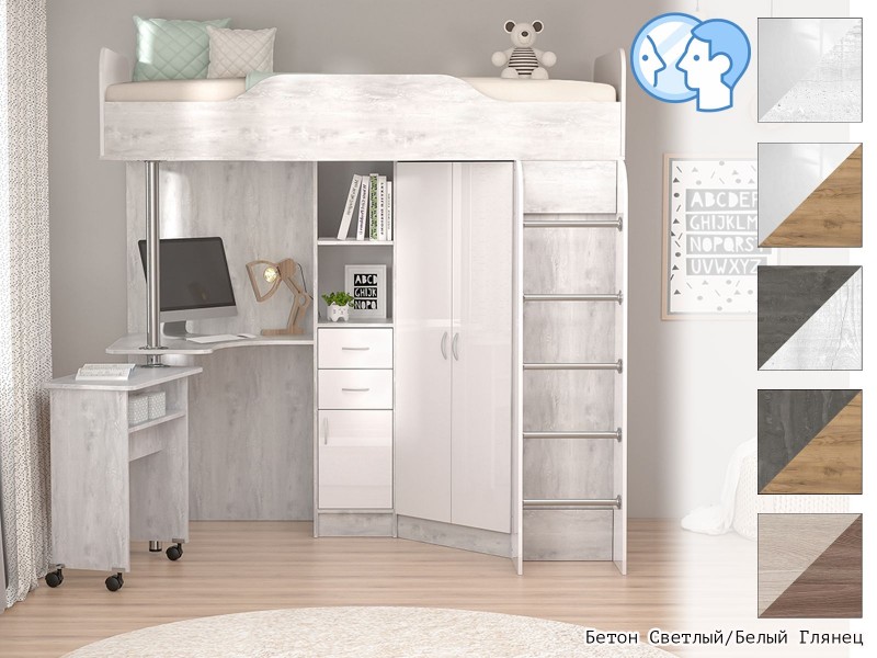 Бриз ЛДСП Кровать-1, кровать-чердак [Бриз ЛДСП]