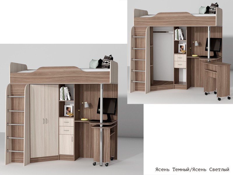 Бриз ЛДСП Кровать-1, кровать-чердак [Бриз ЛДСП]