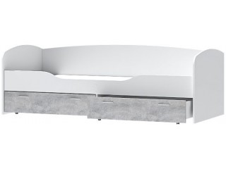 Бриз ЛДСП Кровать-2, кровать-софа 80х190, Белый + Цемент светлый [Бриз ЛДСП]