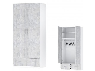 Бриз ЛДСП Шкаф двухстворчатый, Белый + Цемент светлый [Бриз ЛДСП]