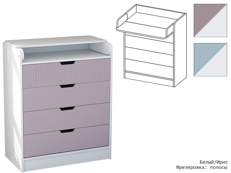 Бриз МДФ Полосы, Комод раскладной, пеленальный [Бриз МДФ Полосы]