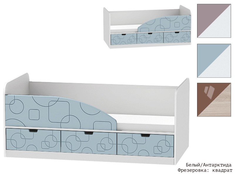 Бриз МДФ Квадрат, Кровать-4 короб + фасад Левый/Правый [Бриз МДФ Квадрат]
