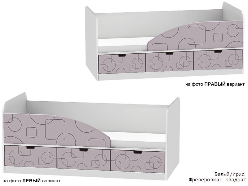 Бриз МДФ Квадрат, Кровать-4 короб + фасад Левый/Правый [Бриз МДФ Квадрат]