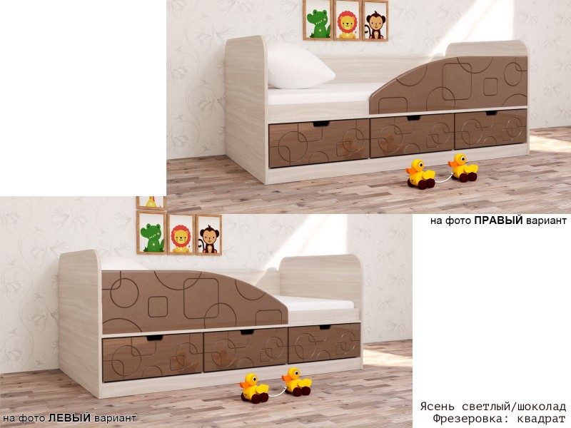 Бриз МДФ Квадрат, Кровать-4 короб + фасад Левый/Правый [Бриз МДФ Квадрат]