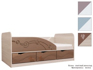 Бриз МДФ Волна, Кровать-4 короб + фасад Левый/Правый [Бриз МДФ Волна]