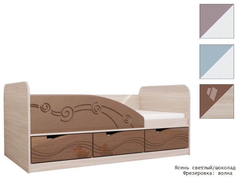 Бриз МДФ Волна, Кровать-4 короб + фасад Левый/Правый [Бриз МДФ Волна]