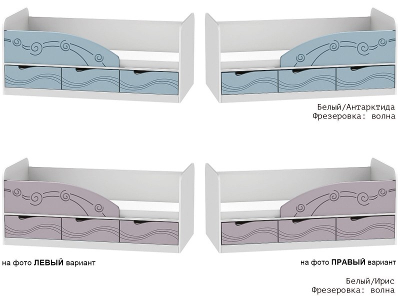 Бриз МДФ Волна, Кровать-4 короб + фасад Левый/Правый [Бриз МДФ Волна]
