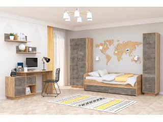 Эго Детская комната, Комплект-3, Дуб Крафт золотой + Камень тёмный [Эго]