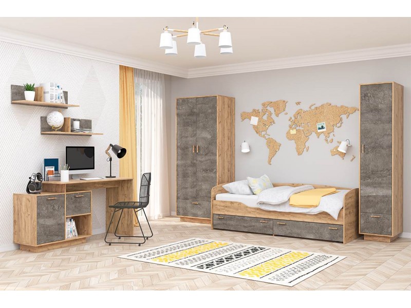 Эго Детская комната, Комплект-3, Дуб Крафт золотой + Камень тёмный [Эго]