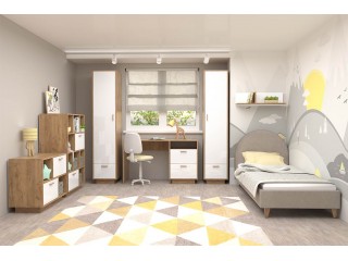 Эго Детская комната, Комплект-9, Дуб Крафт золотой + Белый глянец [Эго]