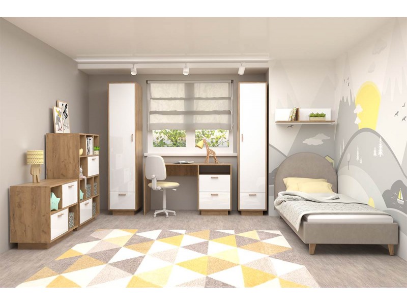 Эго Детская комната, Комплект-9, Дуб Крафт золотой + Белый глянец [Эго]