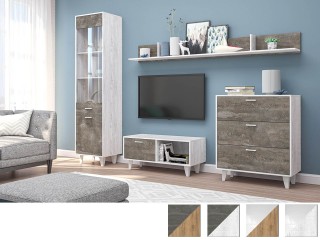 Эго Гостиная модульная, Комплект-8, Бетон светлый + Камень тёмный [Эго]