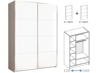Иннэс-5 Шкаф-купе 120/140/160, Ф1 Белый Глянец + Ф1 Белый Глянец [Иннэс-5]