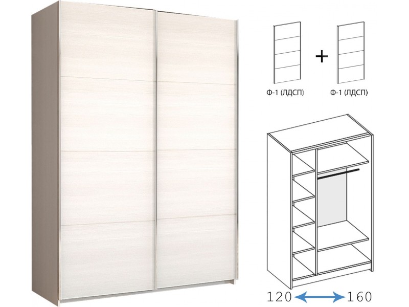 Иннэс-5 Шкаф-купе 120/140/160, Ф1 ЛДСП Бодега + Ф1 ЛДСП Бодега [Иннэс-5]