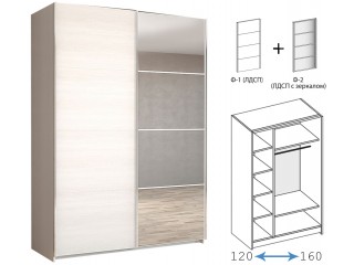 Иннэс-5 Шкаф-купе 120/140/160, Ф1 ЛДСП Бодега + Ф2 Зеркало [Иннэс-5]