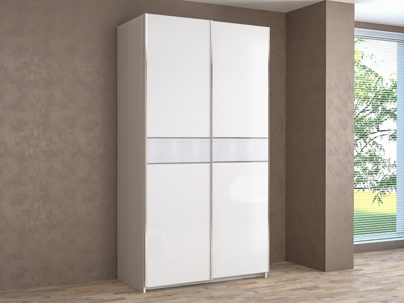 Иннэс-5 Шкаф-купе 120/140/160, Ф3 Белый глянец с экокожей + Ф3 Белый глянец с экокожей [Иннэс-5]