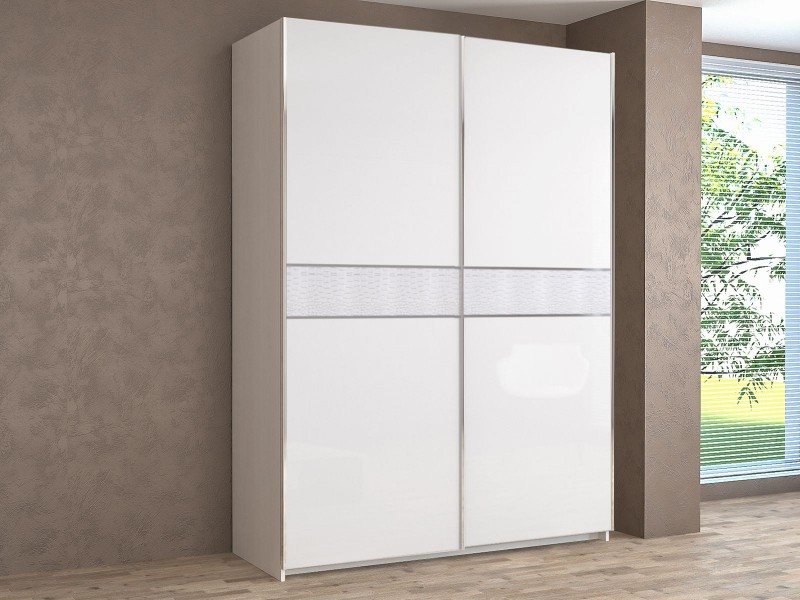 Иннэс-5 Шкаф-купе 120/140/160, Ф3 Белый глянец с экокожей + Ф3 Белый глянец с экокожей [Иннэс-5]