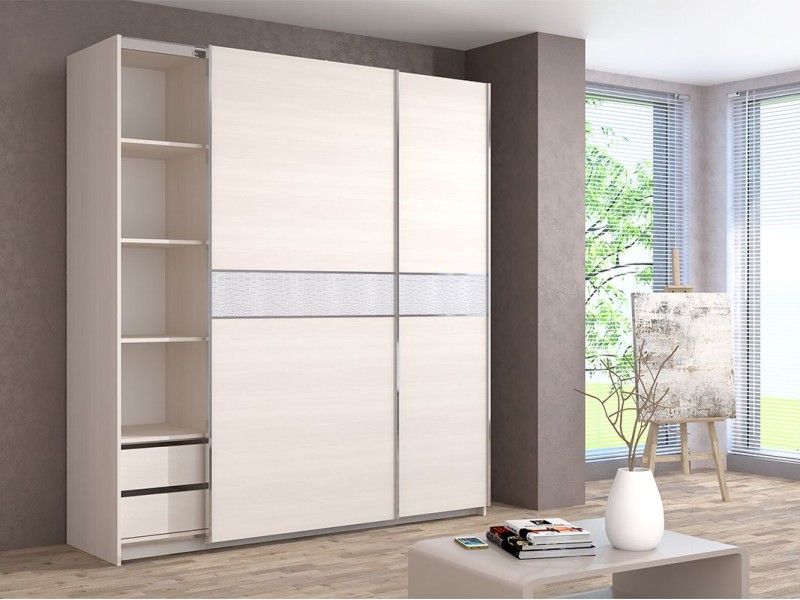 Иннэс-5 Шкаф-купе 200, Ф3 ЛДСП с экокожей + Ф3 ЛДСП с экокожей [Иннэс-5]