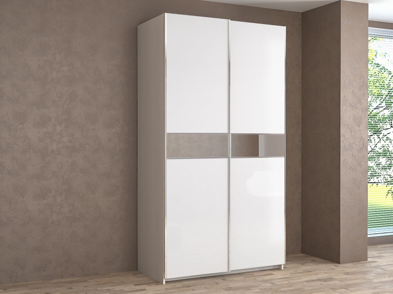 Иннэс-5 Шкаф-купе 120/140/160, Ф4 Белый глянец с зеркальной вставкой + Ф4 Белый глянец с зеркальной вставкой [Иннэс-5]