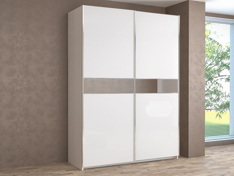 Иннэс-5 Шкаф-купе 120/140/160, Ф4 Белый глянец с зеркальной вставкой + Ф4 Белый глянец с зеркальной вставкой [Иннэс-5]