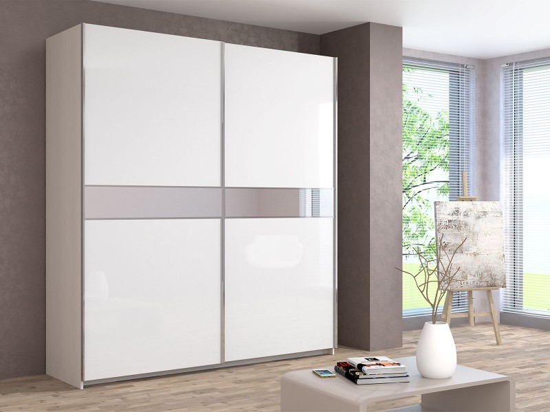 Иннэс-5 Шкаф-купе 200, Ф4 Белый глянец с зеркальной вставкой + Ф4 Белый глянец с зеркальной вставкой [Иннэс-5]