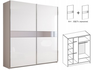Иннэс-5 Шкаф-купе 200, Ф4 Белый глянец с зеркальной вставкой + Ф4 Белый глянец с зеркальной вставкой [Иннэс-5]