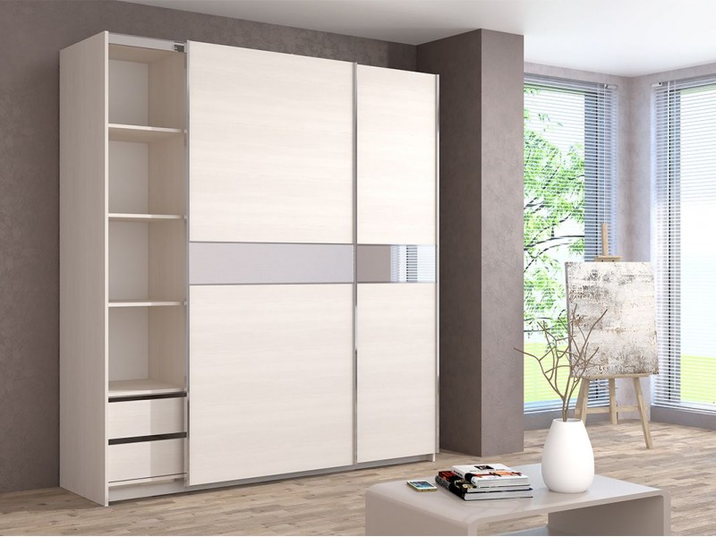 Иннэс-5 Шкаф-купе 200, Ф4 ЛДСП Бодега с зеркальной вставкой + Ф4 ЛДСП Бодега с зеркальной вставкой [Иннэс-5]