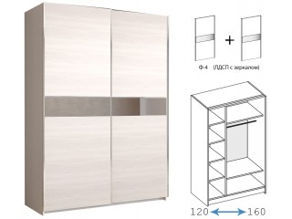 Иннэс-5 Шкаф-купе 120/140/160, Ф4 ЛДСП Бодега с зеркальной вставкой + Ф4 ЛДСП Бодега с зеркальной вставкой [Иннэс-5]