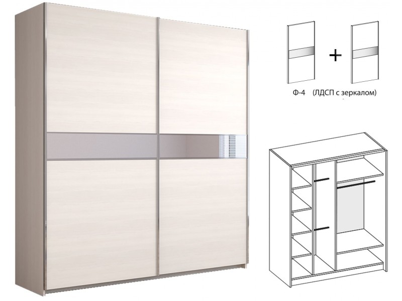 Иннэс-5 Шкаф-купе 200, Ф4 ЛДСП Бодега с зеркальной вставкой + Ф4 ЛДСП Бодега с зеркальной вставкой [Иннэс-5]