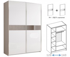 Иннэс-5 Шкаф-купе 120/140/160, Ф4 Белый глянец с зеркальной вставкой + Ф4 Белый глянец с зеркальной вставкой [Иннэс-5]