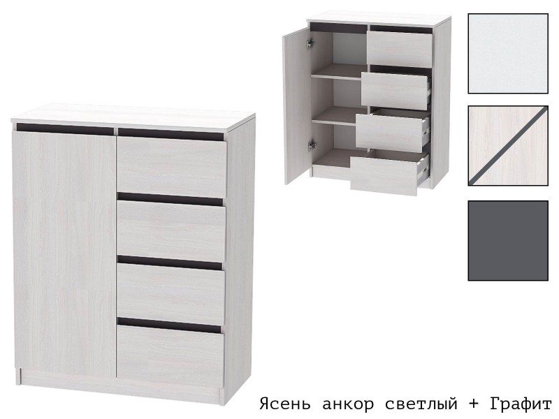 Кэт-1 Комод одна створка + ящики (М) [Кэт-1]