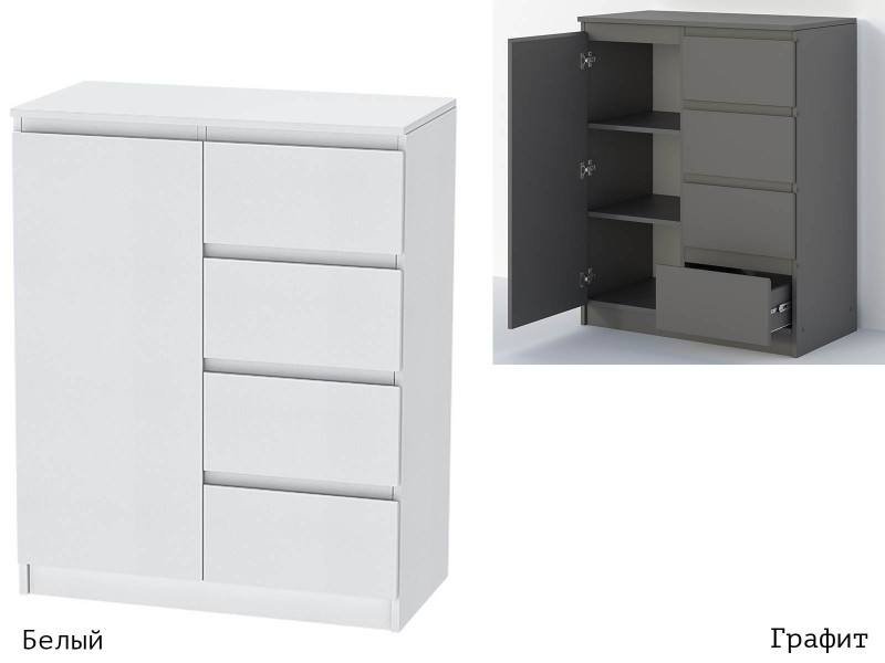 Кэт-1 Комод одна створка + ящики (М) [Кэт-1]